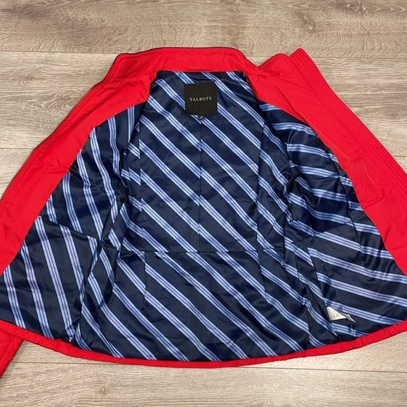 NWOT Talbots Diamond Quilted Jacket Military Inspired Red Navy XS - Picture 12 of 15